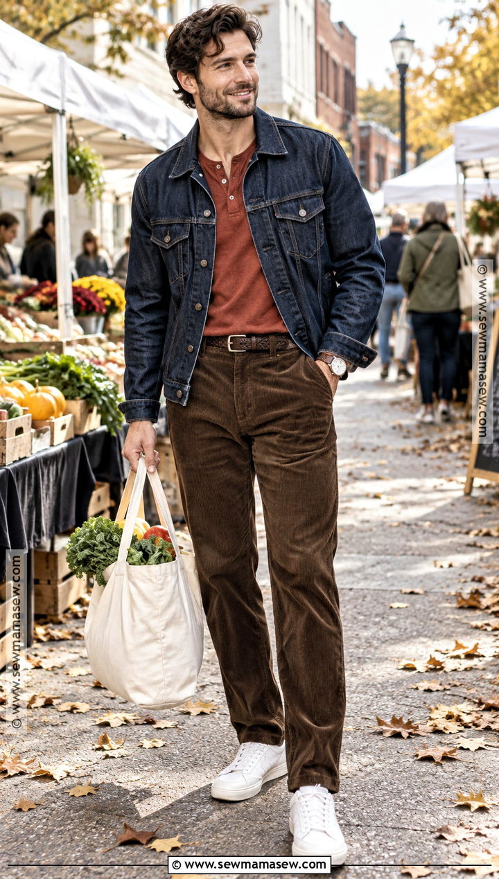 Denim Jacket And Corduroy Pants Outfit - 25 autumn style ideas for men