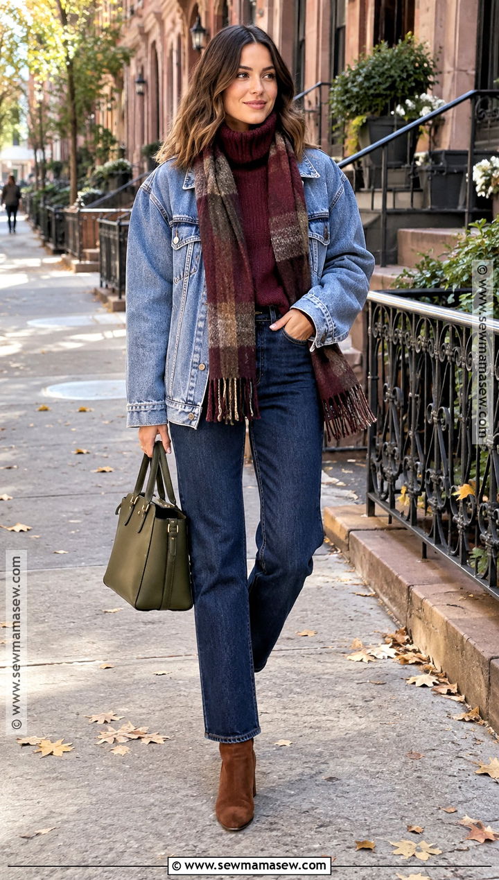 Denim Jacket And Dark Jeans New York November Outfit - 25 new york november outfit ideas