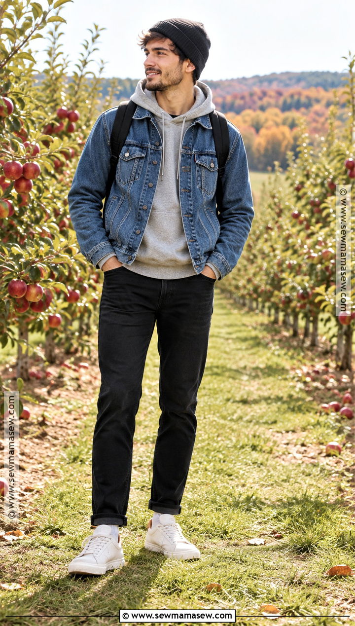 Denim Jacket And Hoodie Apple Orchard Outfit - 15 apple orchard outfit fall ideas for men