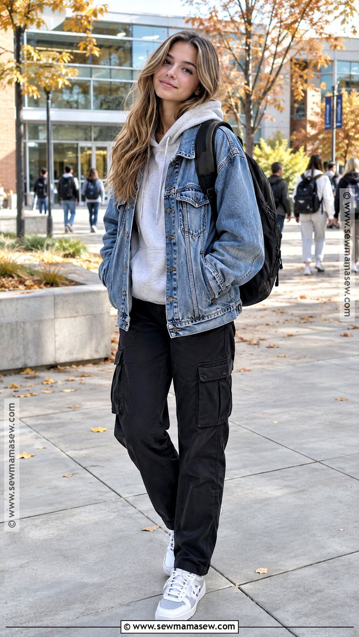 Denim Jacket And Hoodie School Streetwear Outfit - 20 back to school streetwear outfits
