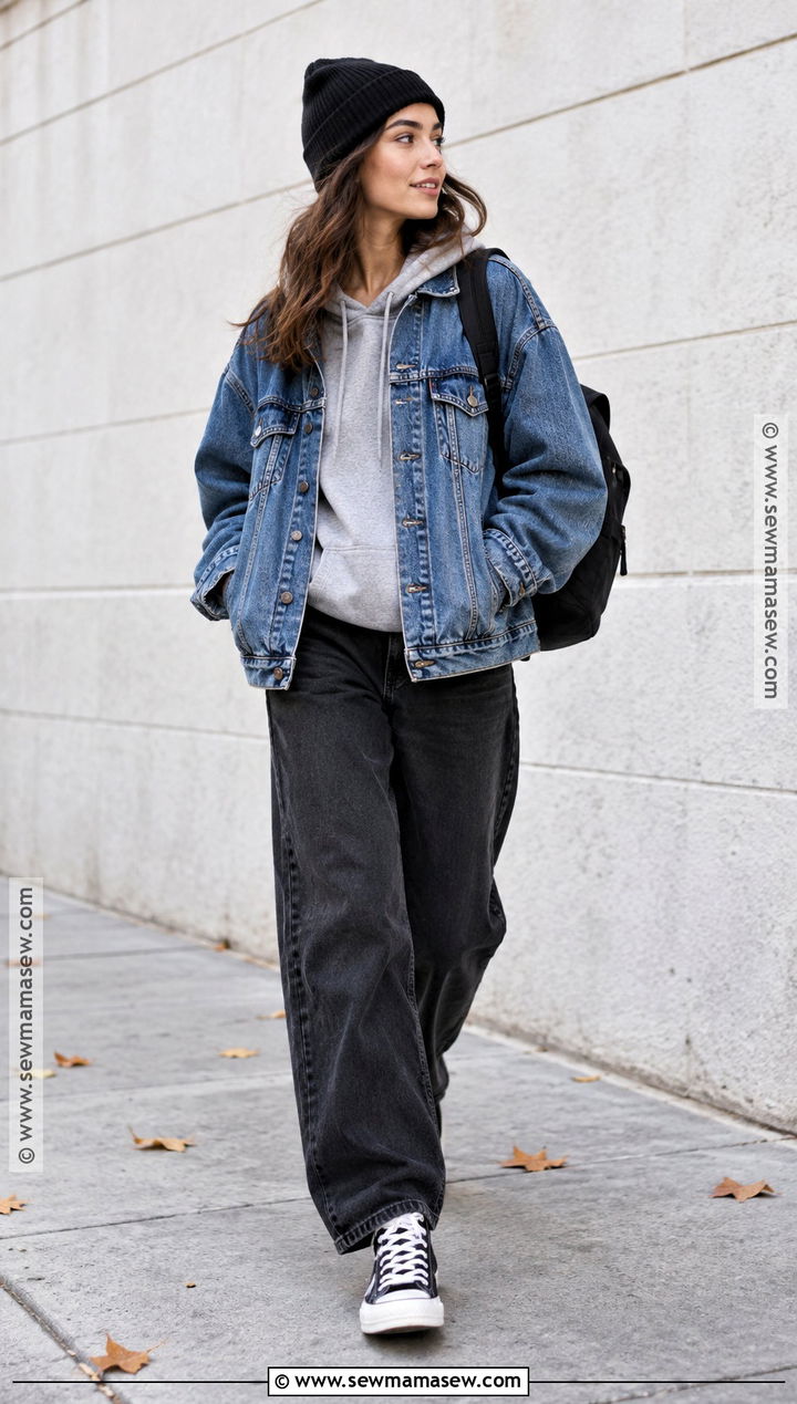 Denim Jacket And Hoodie Streetwear Outfit - 20 streetwear autumn outfits