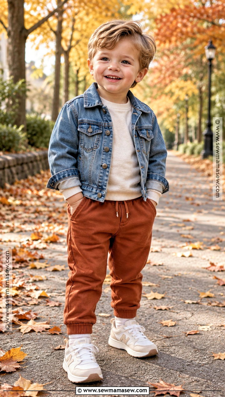 Denim Jacket And Joggers Toddler Fall Outfit - 25 fall toddler outfits
