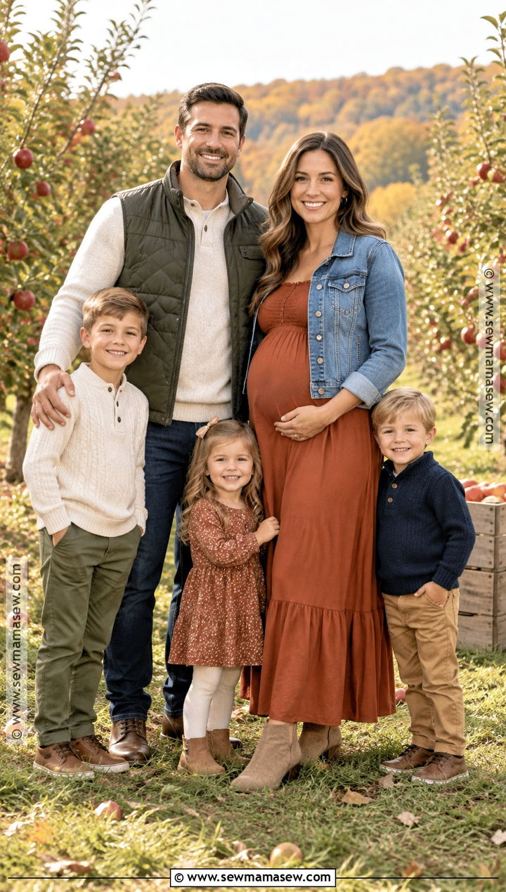 Denim Jacket And Maternity Maxi Dress Family Photo Outfit - 15 fall maternity family photos outfits