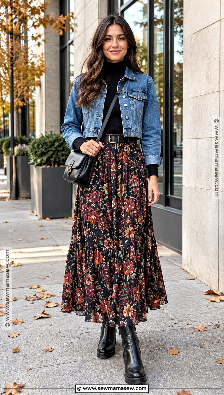 Denim Jacket And Maxi Skirt Autumn Outfit - 15 autumn street style ideas 2026