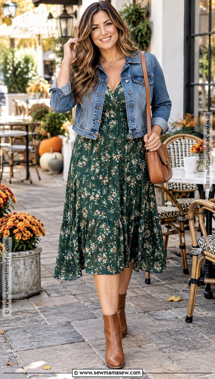 Denim Jacket And Midi Dress Outfit - 15 fall fashion 2420 ideas