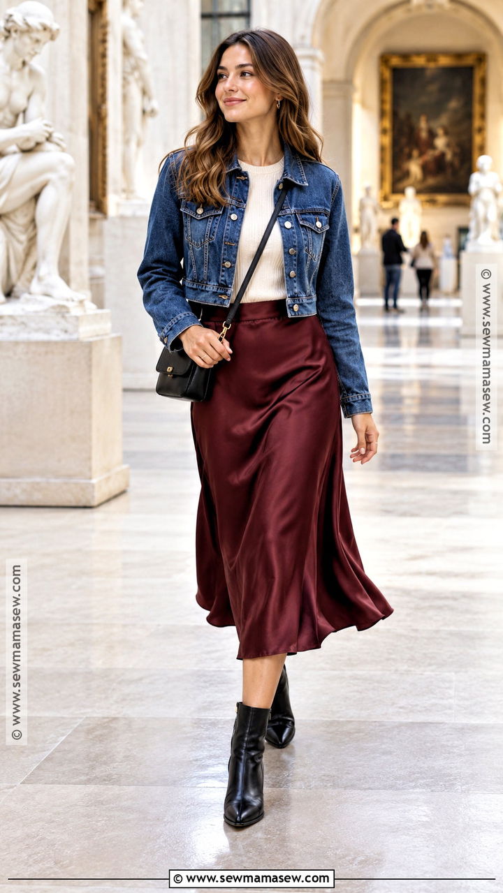 Denim Jacket And Midi Skirt Date Night Outfit - 20 casual fall date night outfit ideas