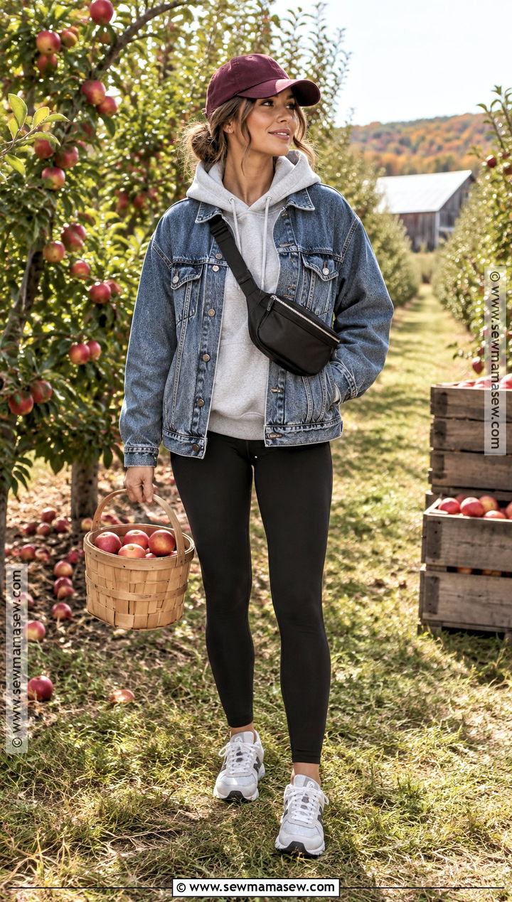 Denim Jacket Apple Picking Outfit With Hoodie - 20 Apple Picking Outfits Fall