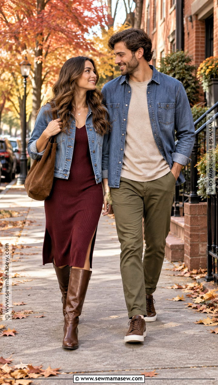Denim Jacket Couple Autumn Outfit - 15 couples autumn outfits