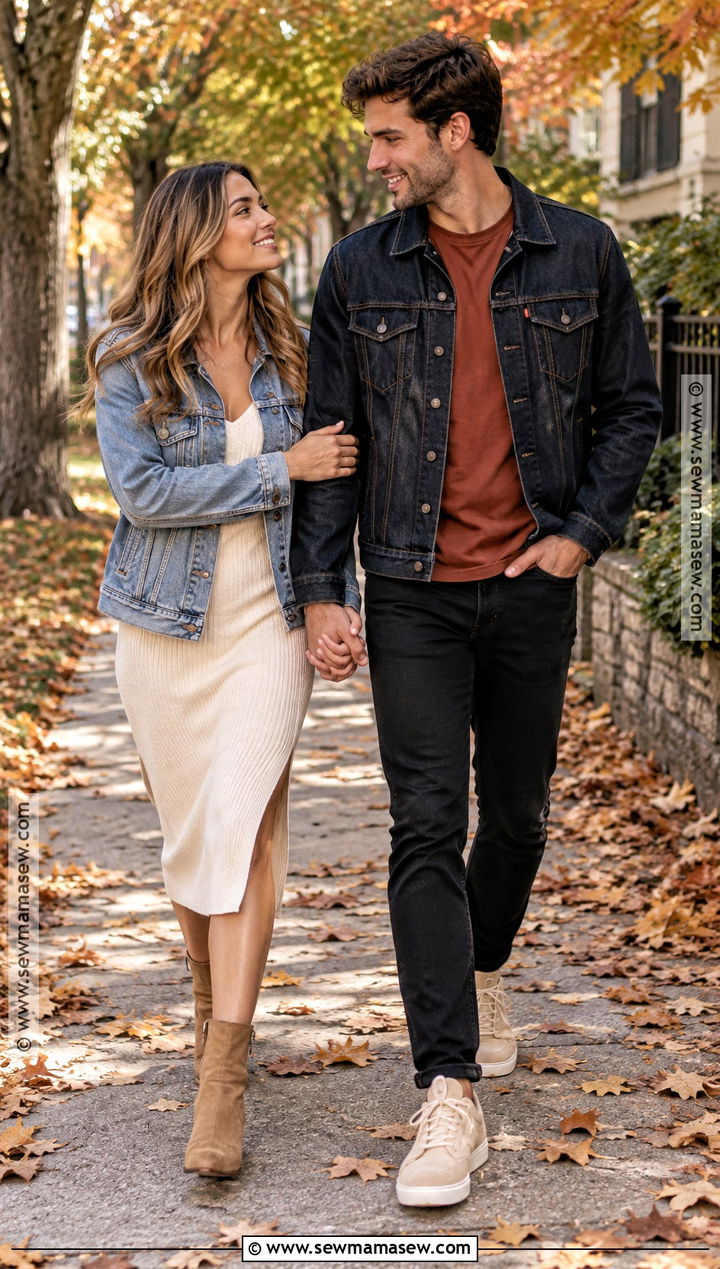 Denim Jacket Fall Couples Photoshoot Outfit - 25 fall couples photoshoot outfits