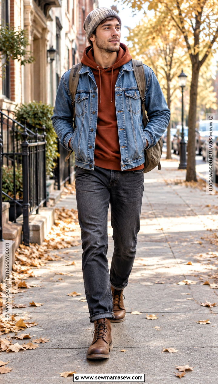 Denim Jacket Layered Fall Outfit - 15 Mens Fall Fits Aesthetic