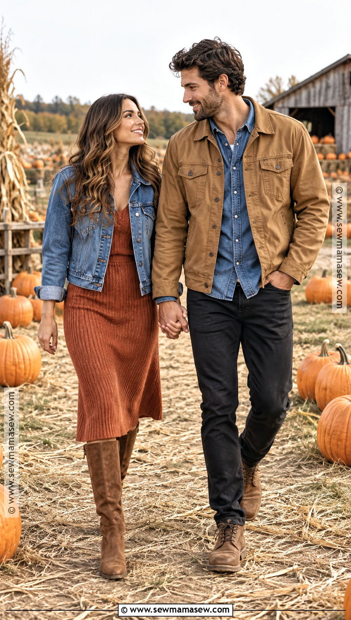 Denim Jacket Pumpkin Patch Couple Outfit - 25 Pumpkin Patch Couple Outfit Ideas