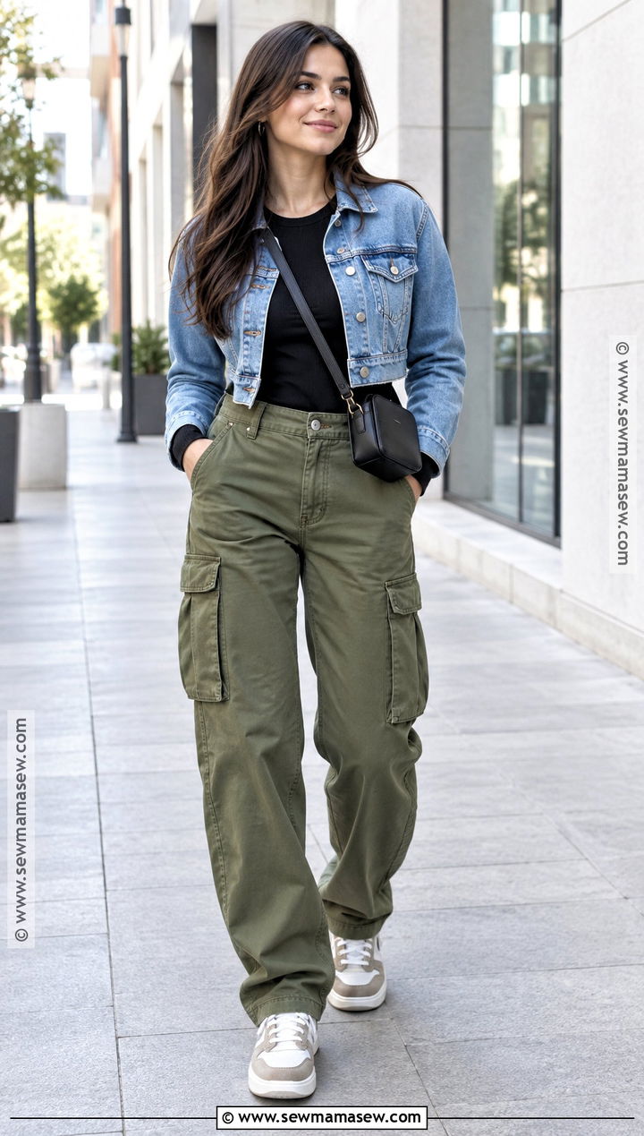 Denim Jacket With Cargo Pants - 15 fall denim jacket ideas