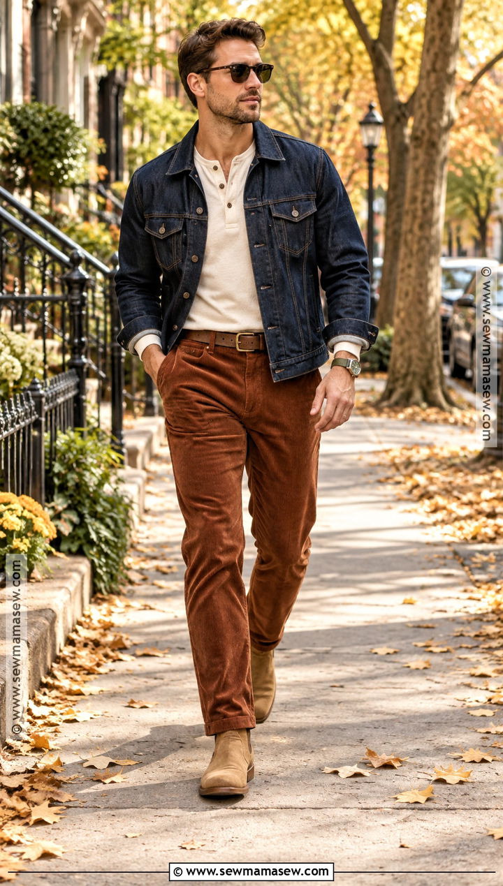 Denim Jacket With Corduroy Pants - 20 mens fall jackets