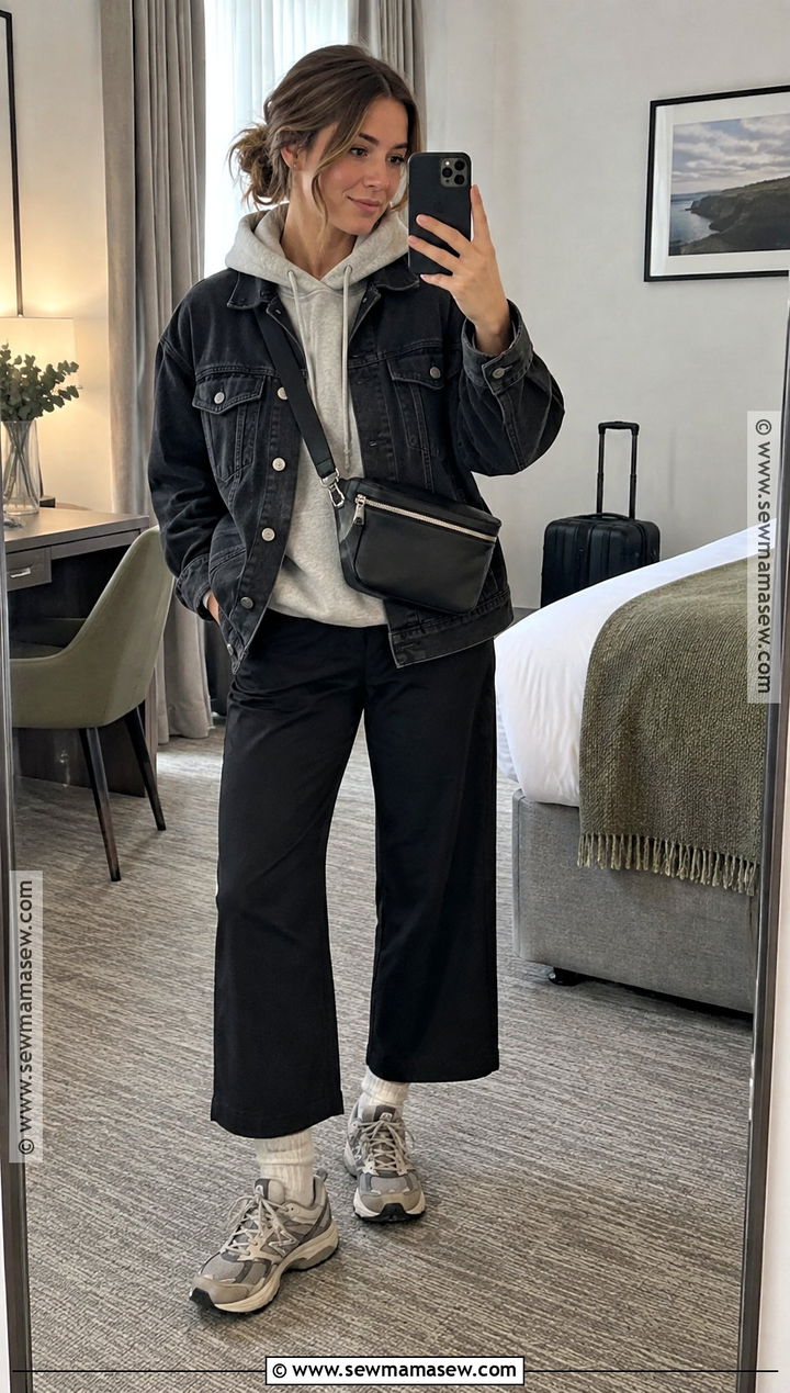 Denim Jacket With Hoodie And Wide Leg Pants - 15 october ireland outfits