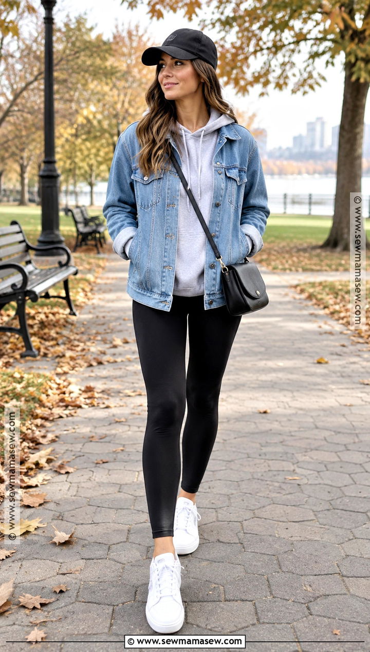 Denim Jacket and Hoodie Fall Layered Outfit - 20 fall layers outfits