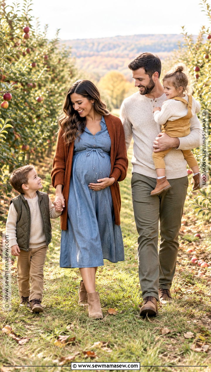 Denim Maternity Dress Fall Family Outfit - 15 fall family pictures outfits pregnant