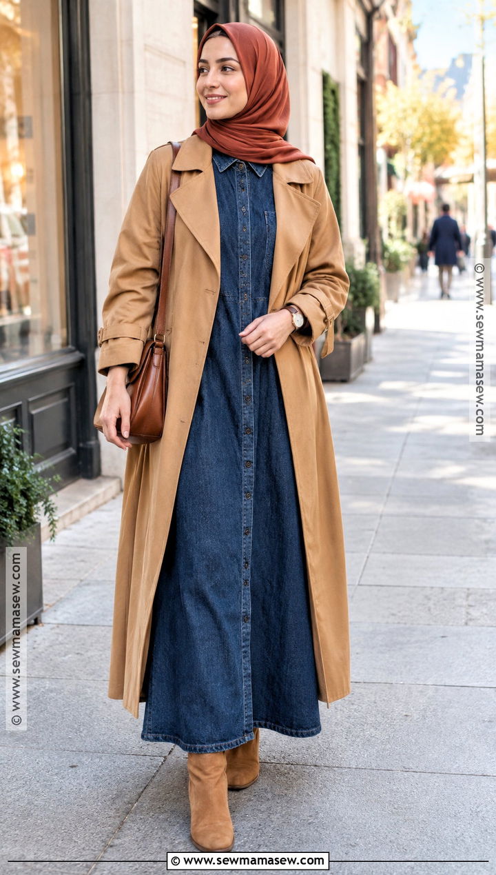 Denim Maxi Dress Hijab Outfit - 15 hijab outfit autum ideas