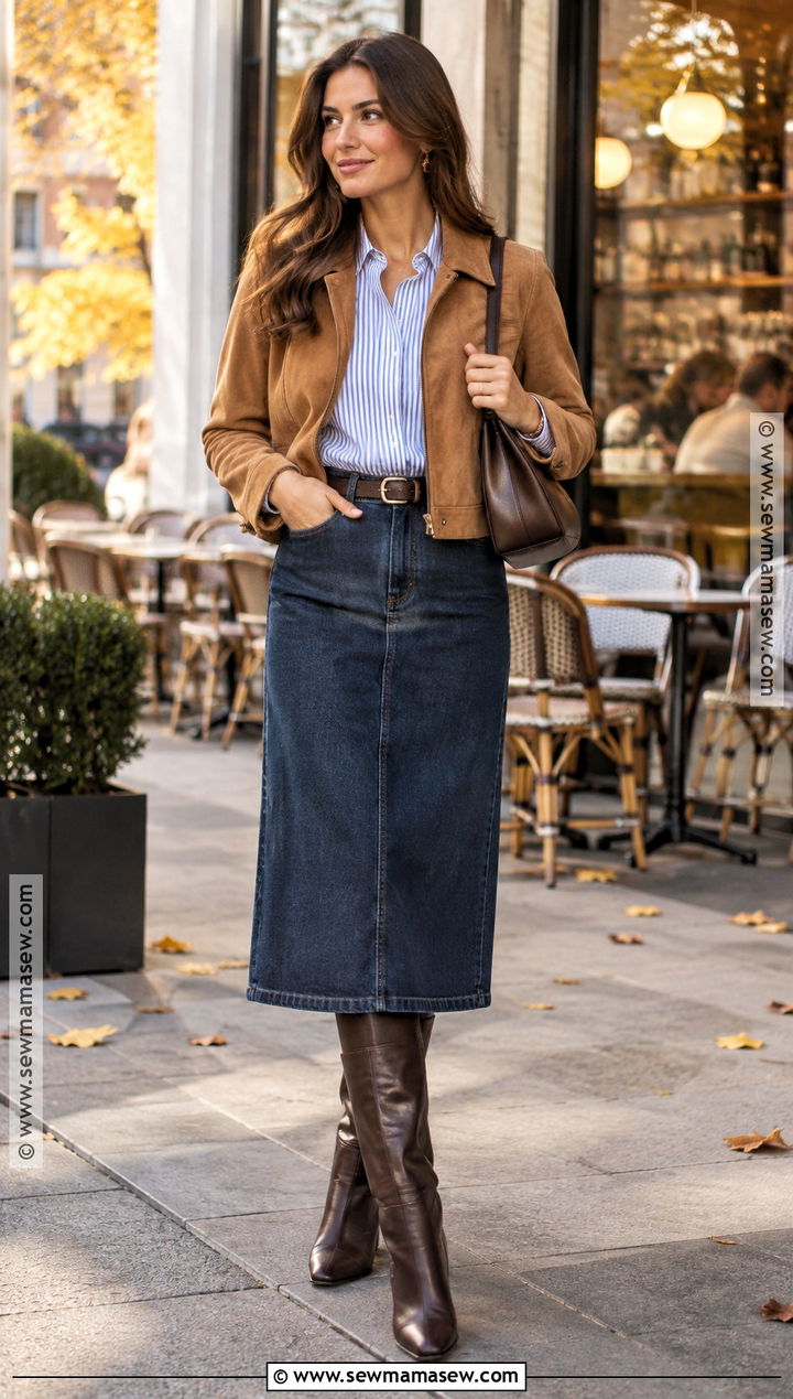 Denim Maxi Skirt And Crop Top Outfit - 15 Fall 2026 Fashion Trends Going Out