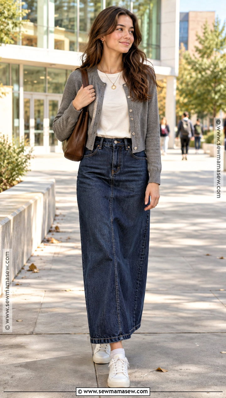 Denim Maxi Skirt Back To School Outfit - 15 Back To School Fits 2026