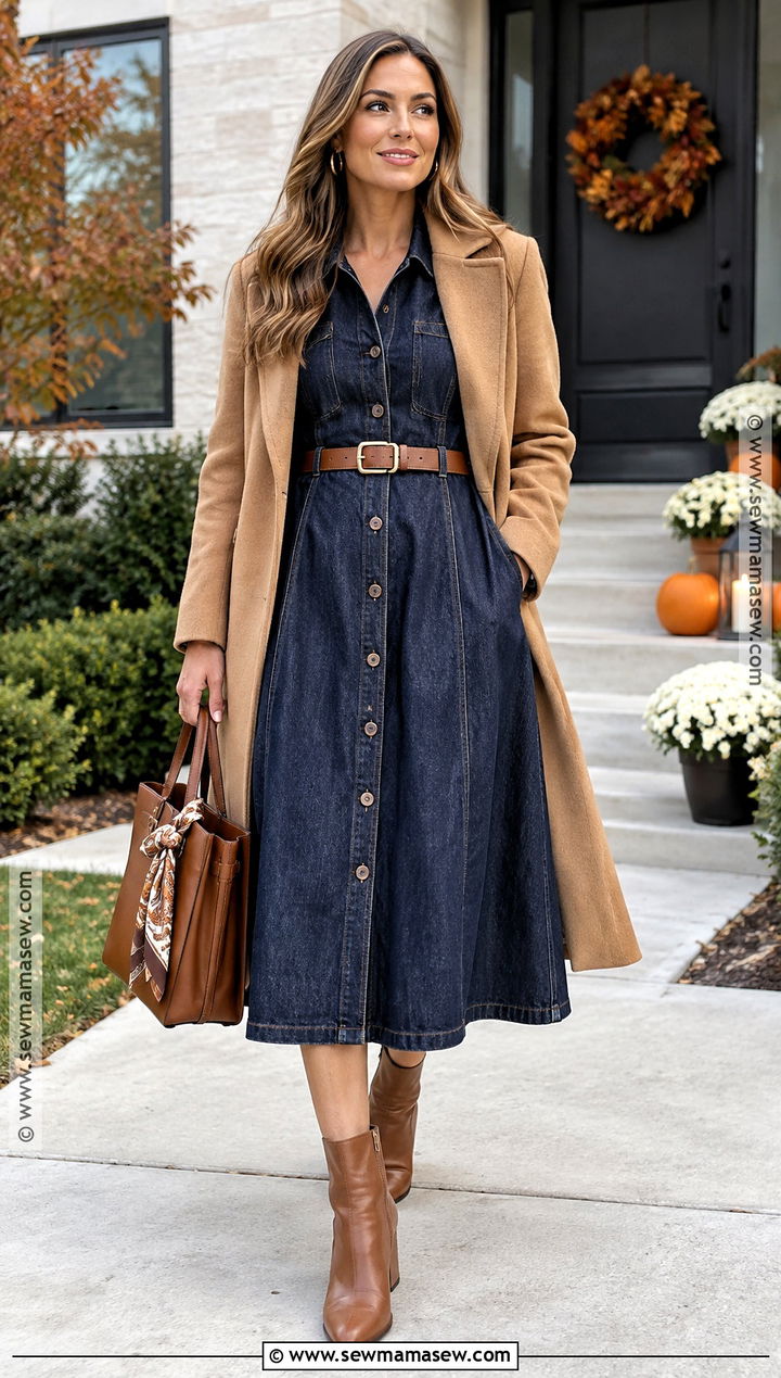 Denim Midi Dress For Thanksgiving - 15 Dresses Thanksgiving