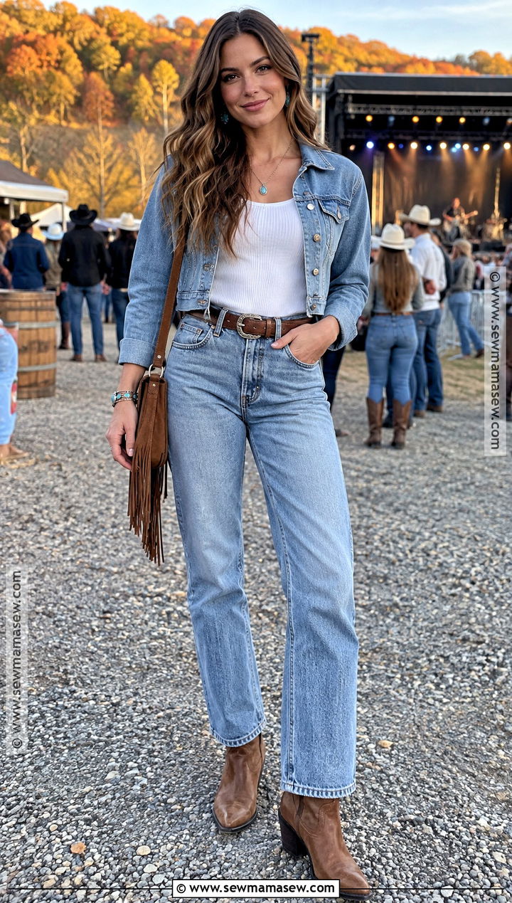 Denim On Denim Country Concert Outfit - 15 concert outfit ideas autumn
