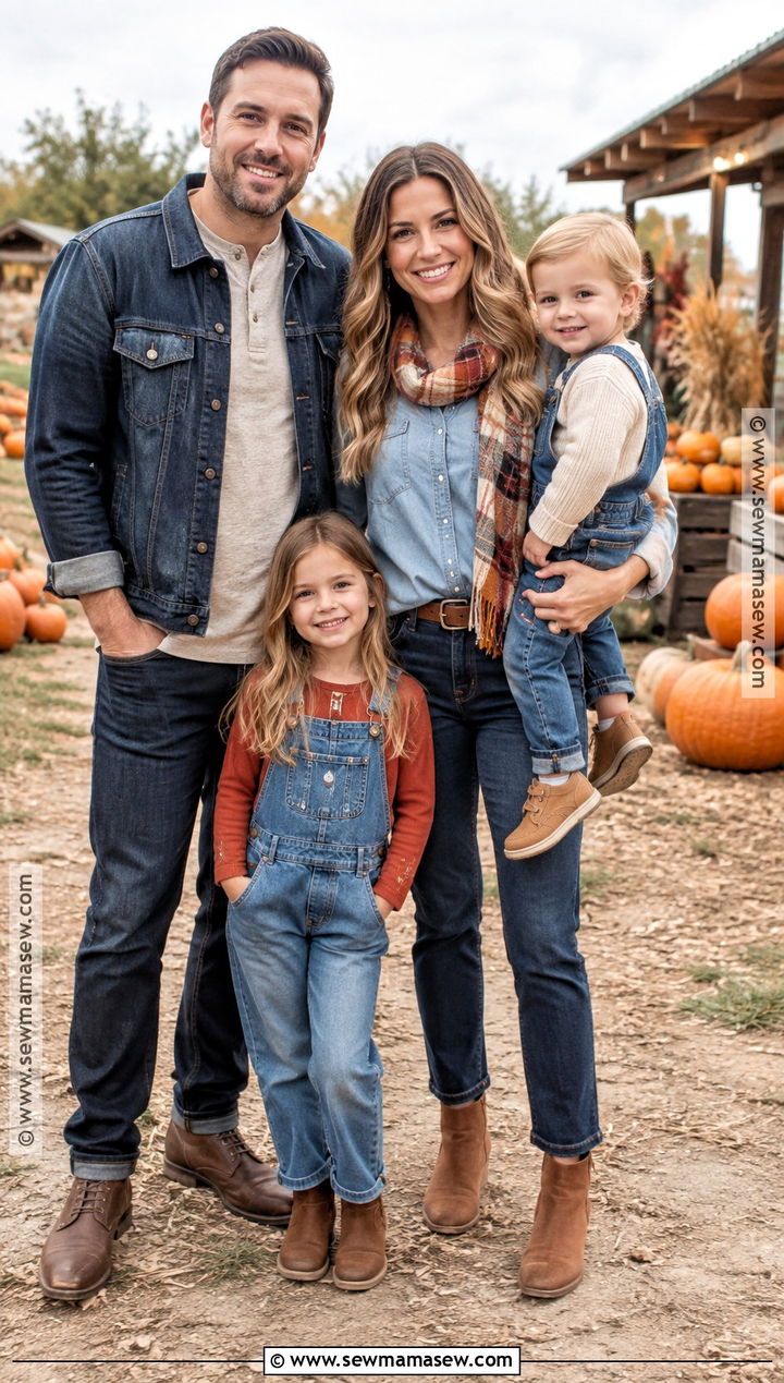 Denim On Denim Pumpkin Patch Matching Outfits - 20 pumpkin patch matching outfits