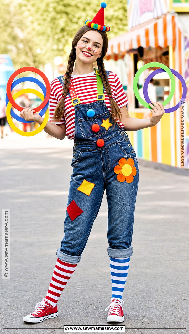 Denim Overall Clown Costume - 30 Cute Clown Costume Ideas for Women