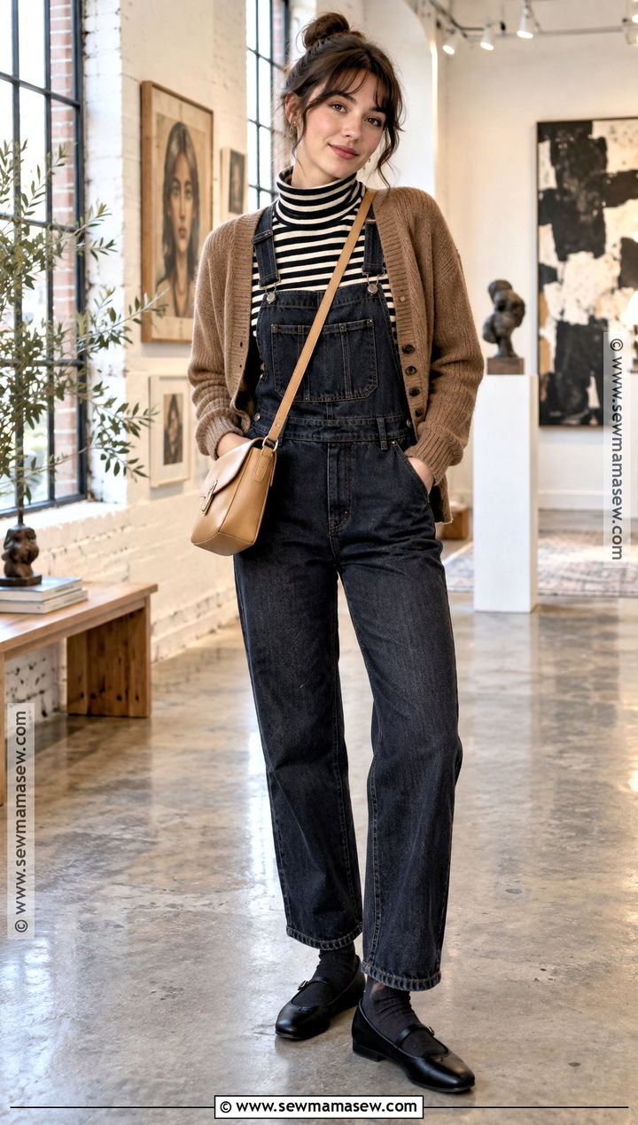 Denim Overalls And Ballet Flats Tomboy Femme Outfit - 20 tomboy femme fall outfits