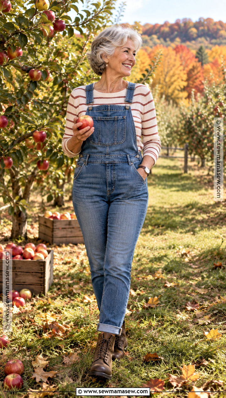 Denim Overalls And Striped Shirt Senior Photo Outfit - 25 senior photo outfits fall