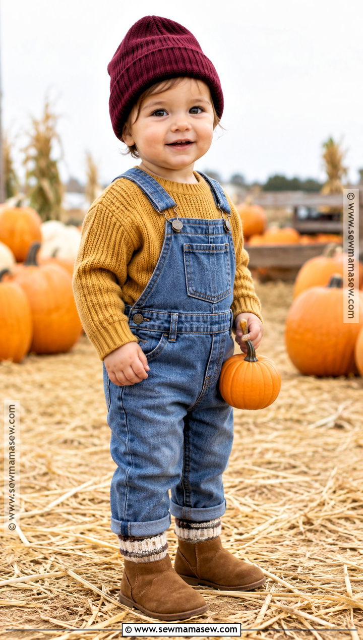 Denim Overalls And Sweater Fall Baby Outfit - 15 Cozy Fall Baby Outfits