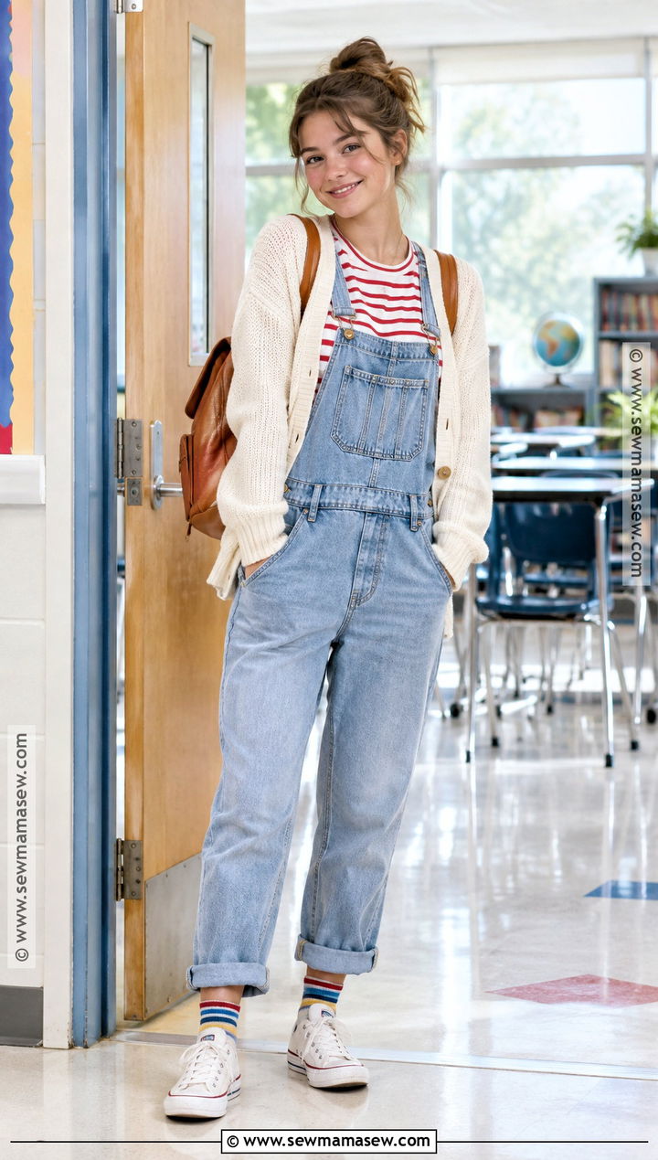 Denim Overalls And T Shirt School Outfit - 20 Girl Back To School Outfits
