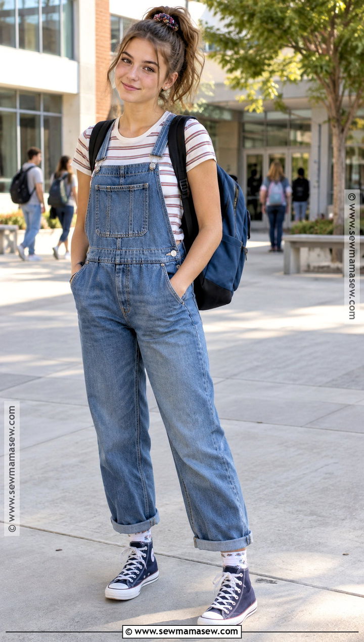 Denim Overalls Back To School Outfit - 20 back to school outfits highschool freshman