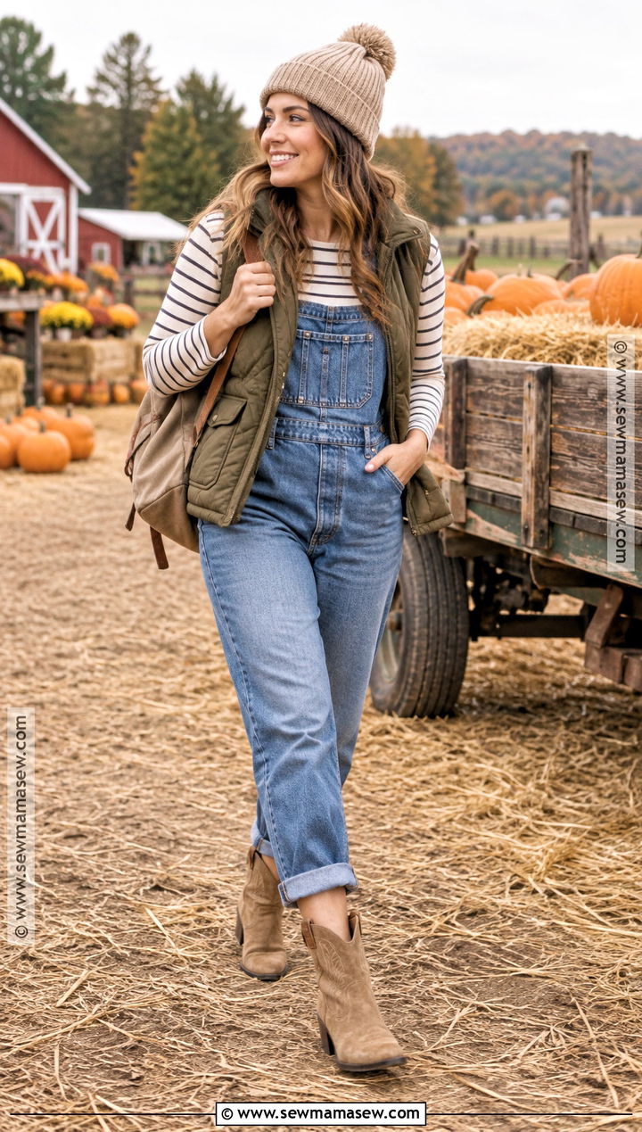 Denim Overalls Pumpkin Patch Outfit With Cowgirl Boots - 20 Pumpkin Patch Outfit Cowgirl Boots