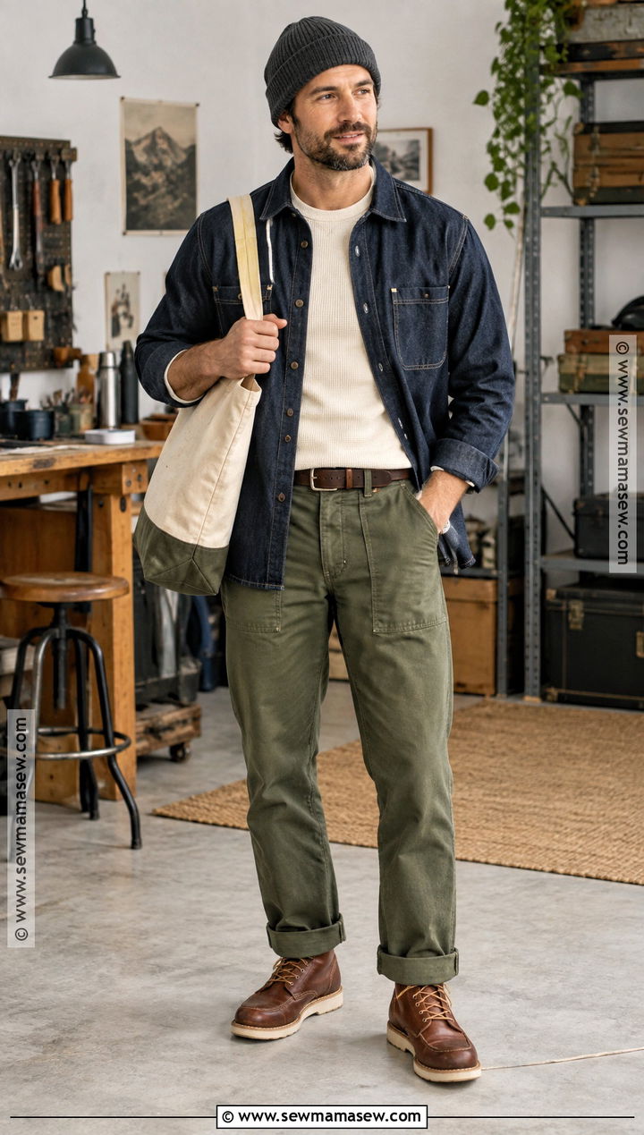 Denim Overshirt With Work Pants Fall Fit - 20 fall fit ideas for men