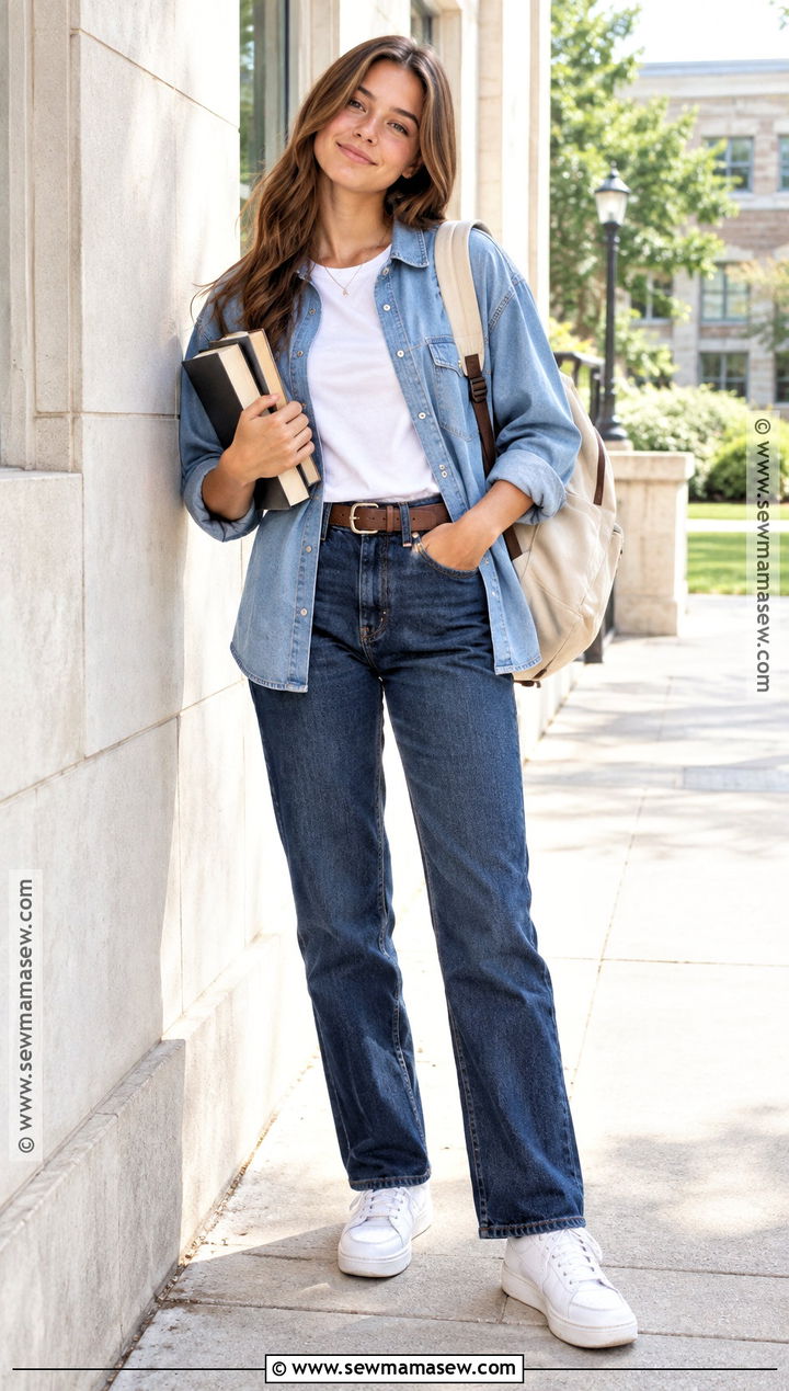 Denim Shirt And Jeans Back To School Outfit - 15 back to school 2026 outfits