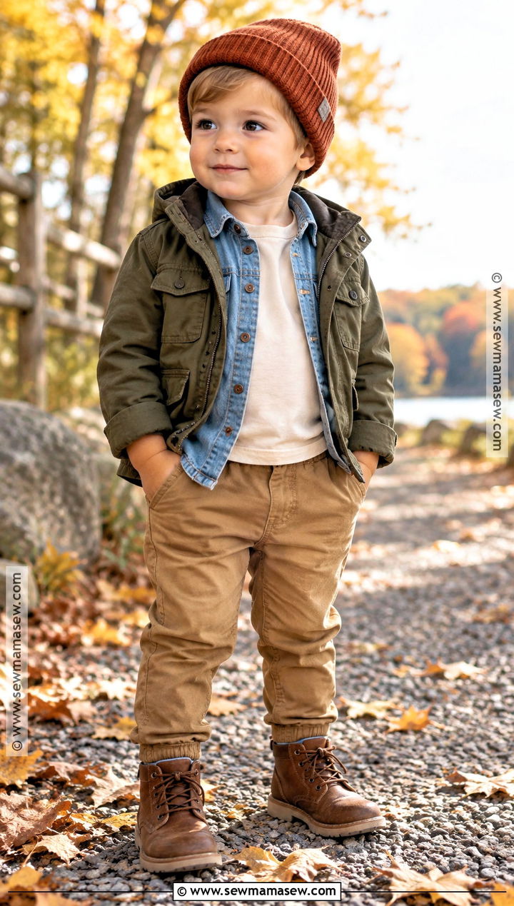 Denim Shirt And Khaki Pants Thanksgiving Outfit - 20 toddler boy thanksgiving outfit ideas