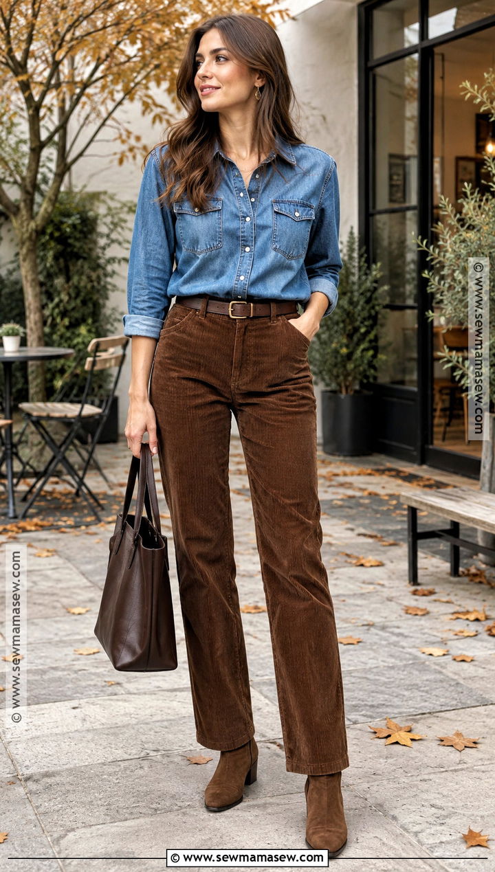Denim Shirt With Corduroy Pants - 15 shirts for fall