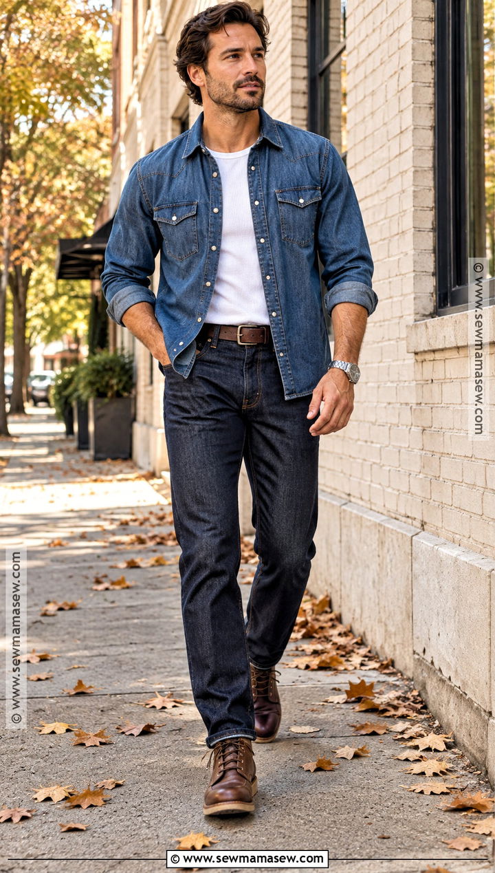Denim Shirt With Jeans Fall Outfit - 15 fall 2026 outfits for men