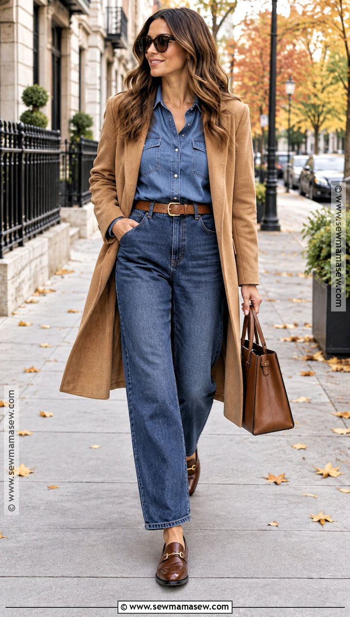 Denim Shirt With Relaxed Jeans - 30 october outfits