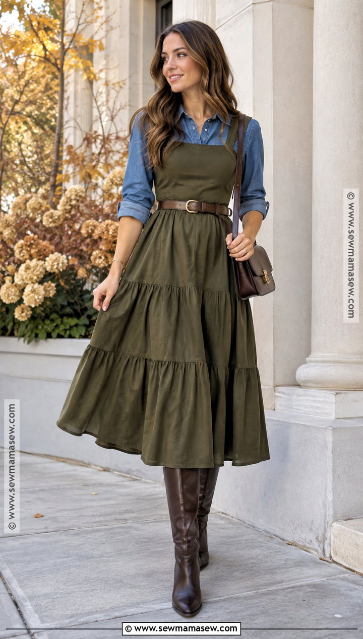 Denim Shirt and Sleeveless Midi Dress Shoot - 15 Fall Fashion Shoot Ideas