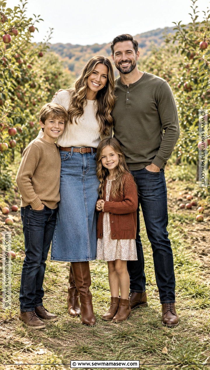 Denim Skirt And Sweater Family Photos - 20 denim fall family photos ideas