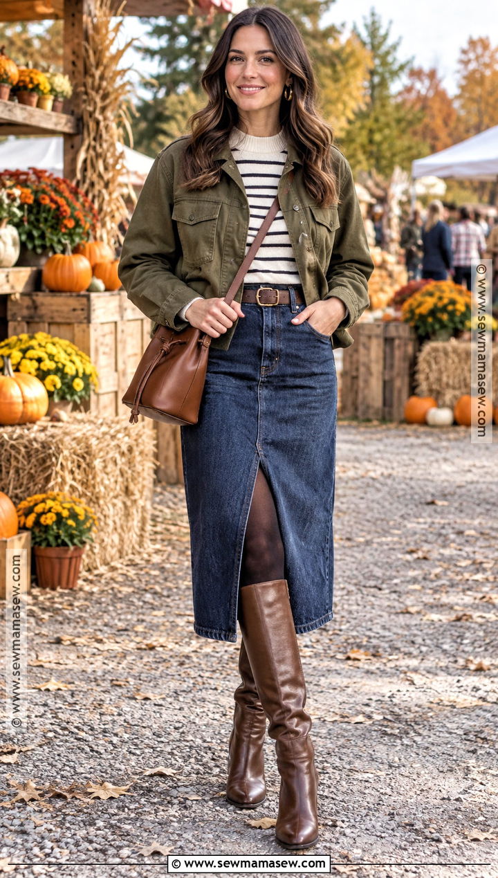Denim Skirt Autumn Festival Outfit - 25 autumn festival outfit ideas