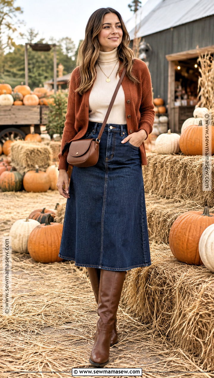 Denim Skirt Pumpkin Farm Outfit - 25 pumpkin farm outfit ideas
