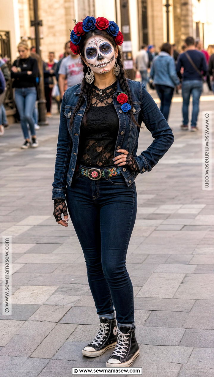 Denim Sugar Skull Costume - 35 sugar skull costume ideas