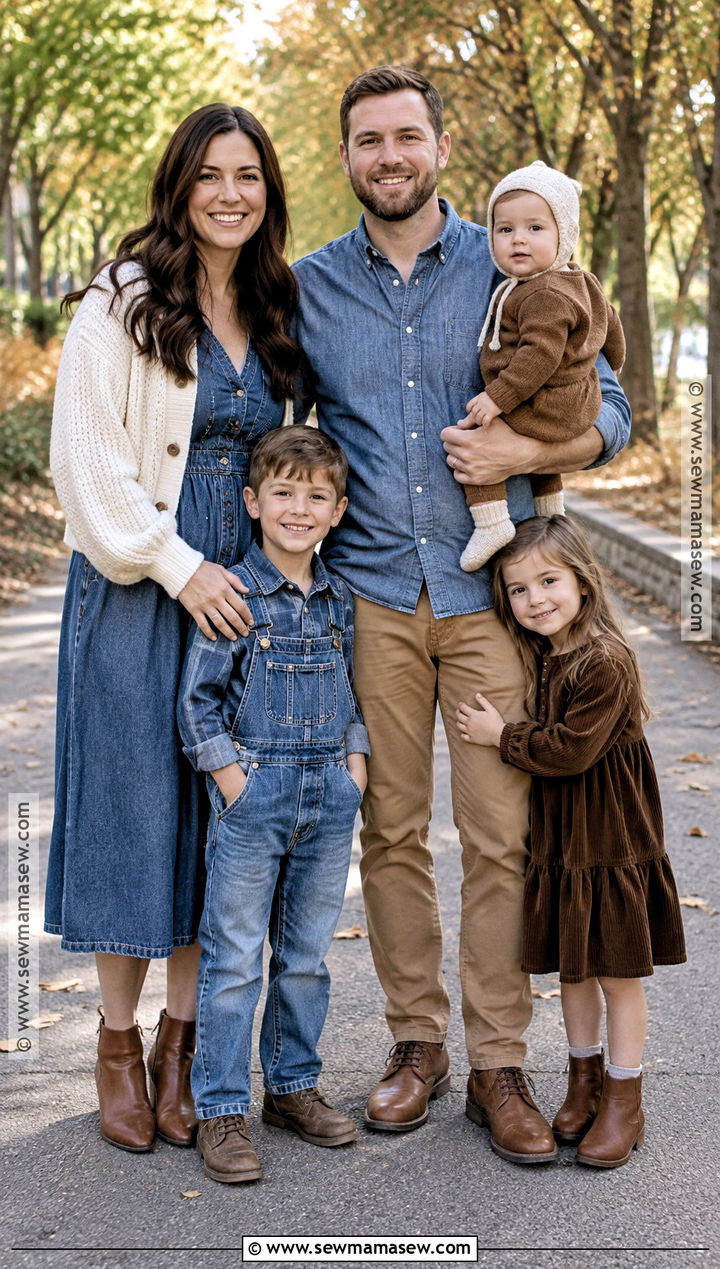 Denim and Brown Fall Family Picture Outfits - 15 family picture outfits for fall