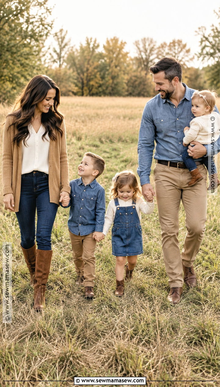 Denim and Camel Outfits for Fall Family Pictures - 15 fall outfit ideas family pictures