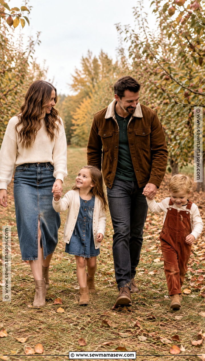 Denim and Corduroy Fall Family Picture Outfits - 15 fall theme family picture outfits