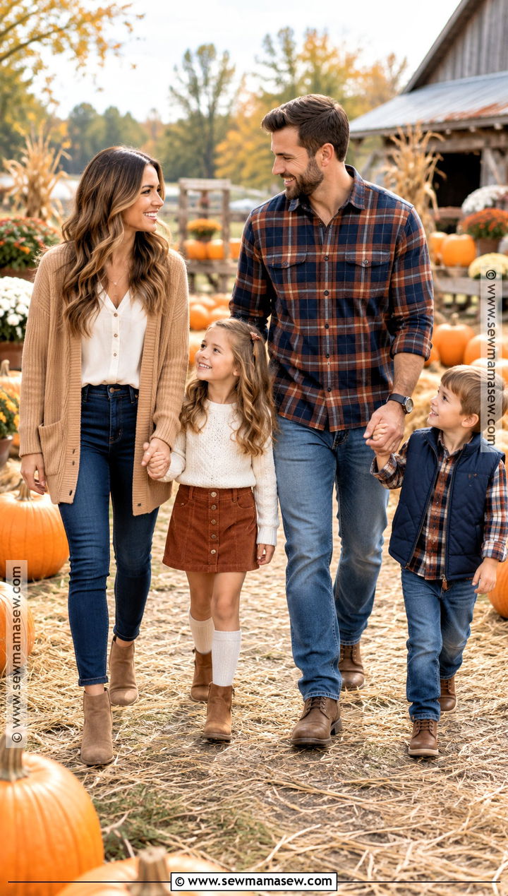 Denim and Plaid Fall Family Outfit - 15 fall family outfits 2026