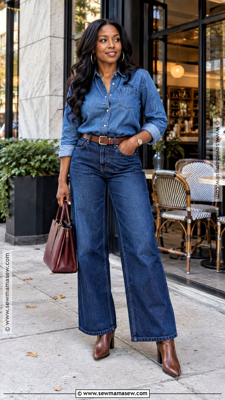 Denim on Denim Fall Outfit - 20 fall outfits for black women