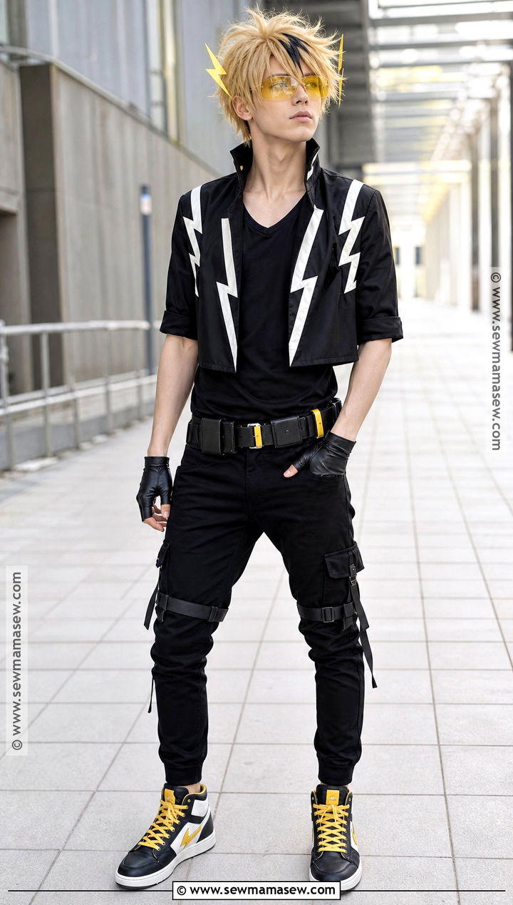 Denki Kaminari Hero Costume With Lightning Jacket - 30 bnha hero costumes ideas